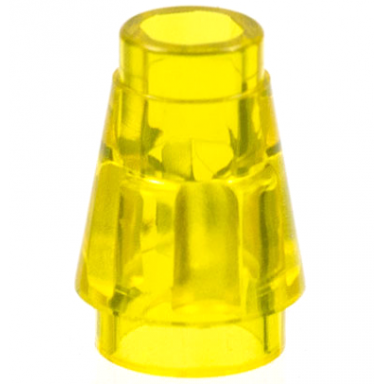 trans-yellow cone 1 x 1 with top groove