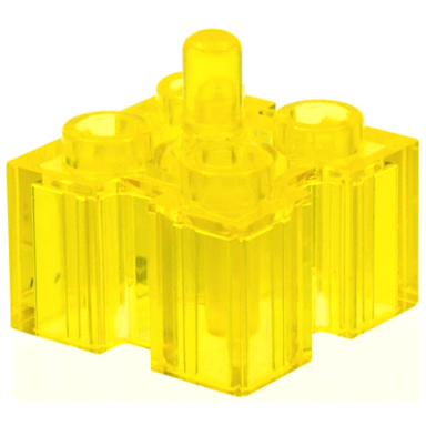 trans-yellow brick modified 2 x 2 with channels and top peg