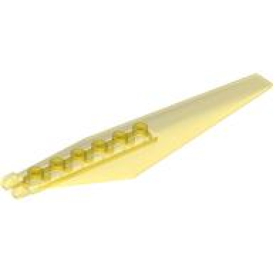 trans-yellow hinge plate 3 x 12 with angled side extensions and tapered ends