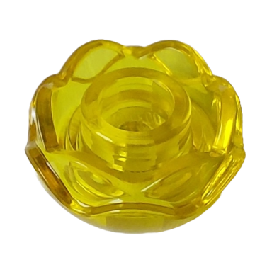 trans-yellow plant flower round with 2 layers peony rose with open stud and small pin hole