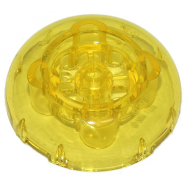 trans-yellow brick round 4 x 4 dome top with 2 x 2 recessed center