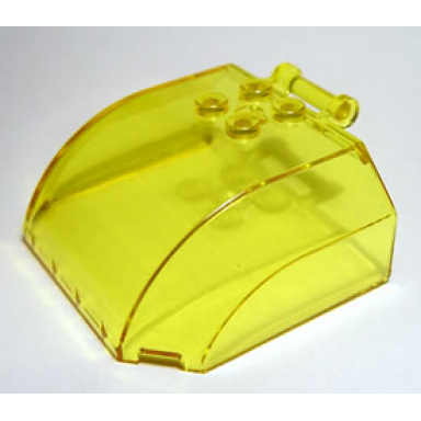 trans-yellow windscreen 5 x 6 x 2 curved top canopy with 4 studs and bar handle