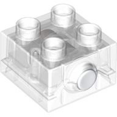 trans-clear duplo brick 2 x 2 light with white button