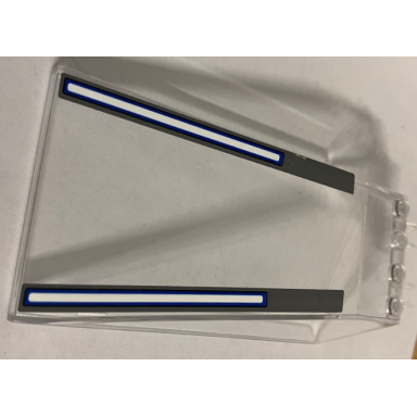 trans-clear windscreen 12 x 6 x 2 with locking dual 2 fingers hinge with sw dark bluish gray dark blue and white stripes pattern stickers - set 75155
