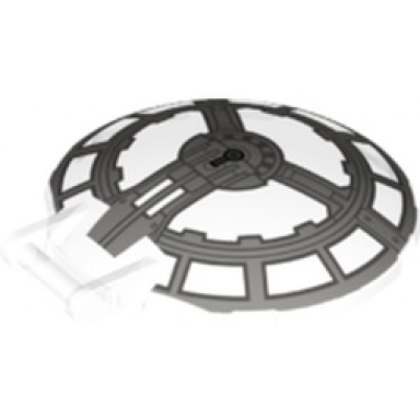 trans-clear dish 6 x 6 inverted with bar handle with sw resistance bomber cockpit pattern
