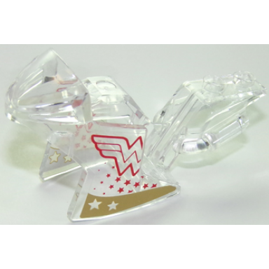 trans-clear motorcycle fairing racing sport bike with gold stripe with stars and wonder woman logo pattern on both sides stickers - set 41235