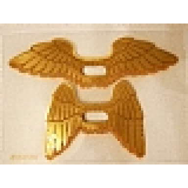 trans-clear plastic wings with gold feathers hawkman pattern sheet of 2 extended and collapsed wings