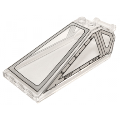 trans-clear windscreen 8 x 4 x 2 with 2 studs and bar handle with silver cockpit window frames with rivets pattern