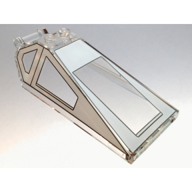trans-clear windscreen 8 x 4 x 2 with 2 studs and bar handle with white cockpit window frames pattern
