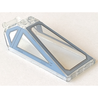 trans-clear windscreen 8 x 4 x 2 with 2 studs and bar handle with sand blue cockpit window frames with lines pattern