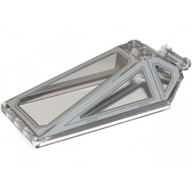 trans-clear windscreen 8 x 4 x 2 with 2 studs and bar handle with light bluish gray cockpit window frames with lines pattern