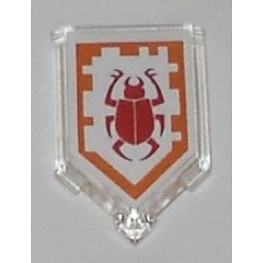trans-clear tile modified 2 x 3 pentagonal with nexo power shield pattern - beetle bomb