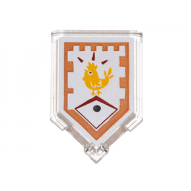 trans-clear tile modified 2 x 3 pentagonal with nexo power shield pattern - chicken power