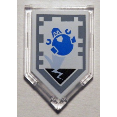 trans-clear tile modified 2 x 3 pentagonal with nexo power shield pattern - loadmaster
