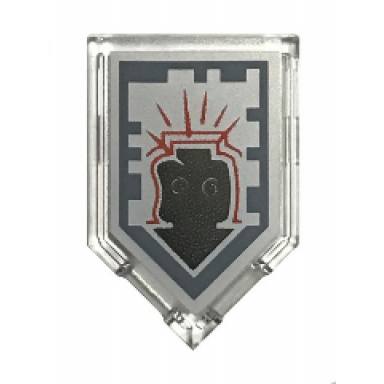 trans-clear tile modified 2 x 3 pentagonal with nexo power shield pattern - mindbender
