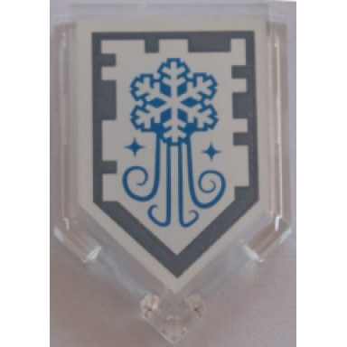 trans-clear tile modified 2 x 3 pentagonal with nexo power shield pattern - arctic breath
