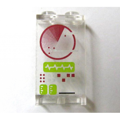 trans-clear panel 1 x 2 x 3 - solid studs with radar screen and console pattern sticker - set 7297