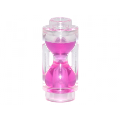 trans-clear minifigure utensil hourglass with molded trans-dark pink sand pattern