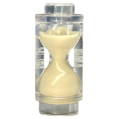 trans-clear minifigure utensil hourglass with molded tan sand pattern