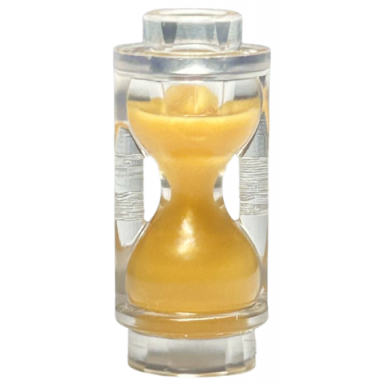 trans-clear minifigure utensil hourglass with molded pearl gold sand pattern
