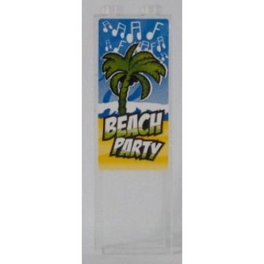 trans-clear brick 1 x 2 x 5 with music notes palm tree and beach party pattern sticker - set 60154