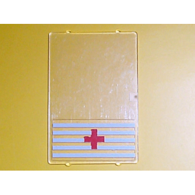 trans-clear glass for window 1 x 4 x 5 with 5 white stripes and red cross pattern sticker - set 6380