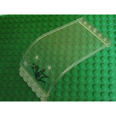 trans-clear panel 6 x 6 x 9 curved top with graffiti and bullet holes pattern sticker - set 5980
