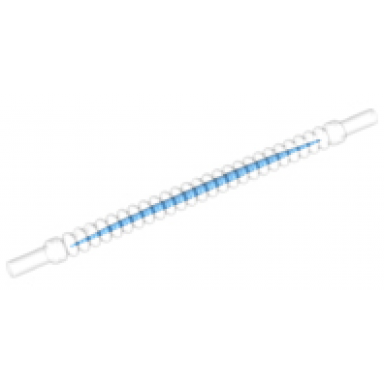 trans-clear hose flexible ribbed with 8mm ends 10l 8.0cm with blue center pattern