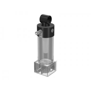 trans-clear pneumatic cylinder with 2 inlets medium 48mm with black top