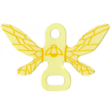 mini doll wings friends bee shape with orange bumblee and wing lines over trans-yellow background pattern
