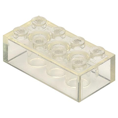 trans-clear brick 2 x 4 without cross supports
