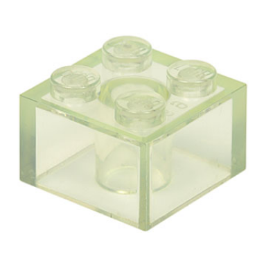 trans-clear brick 2 x 2 without inside supports