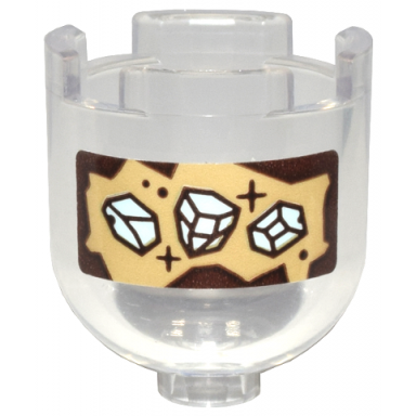 trans-clear brick round 2 x 2 x 1 2 3 dome top with reddish brown and tan label and white rock crystals pattern sticker - set 76431