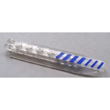 trans-clear hinge plate 1 x 8 with angled side extensions with purple diagonal stripes pattern model left side sticker - set 7705