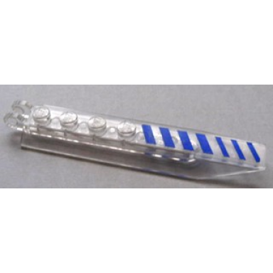trans-clear hinge plate 1 x 8 with angled side extensions with purple diagonal stripes pattern model right side sticker - set 7705