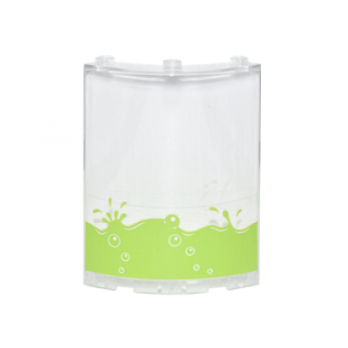 trans-clear cylinder quarter 4 x 4 x 6 with lime liquid with splashes and bubbles pattern sticker - set 76035