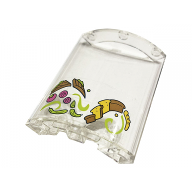 trans-clear cylinder quarter 4 x 4 x 6 with sandwiches tomatoes cucumbers baguette and bread pattern sticker - set 41444