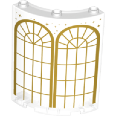 trans-clear cylinder quarter 4 x 4 x 6 with gold arched windows and stars pattern