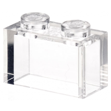 trans-clear brick 1 x 2 without bottom tube