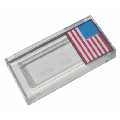 trans-clear tile 1 x 2 with american flag pattern