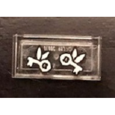 trans-clear tile 1 x 2 with 2 flying keys pattern sticker - set 71043