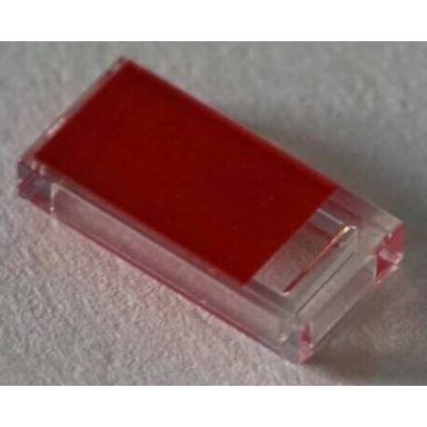 trans-clear tile 1 x 2 with red rectangle pattern