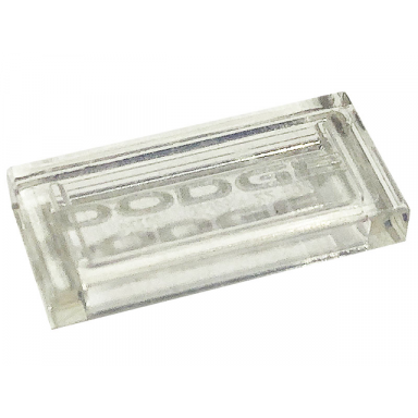 trans-clear tile 1 x 2 with silver dodge pattern sticker - set 76904