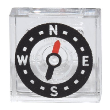 trans-clear tile 1 x 1 with compass pattern