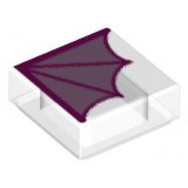 trans-clear tile 1 x 1 with magenta dragon wing pattern