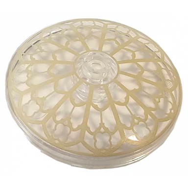 trans-clear dish 4 x 4 inverted radar with open stud with tan rose window pattern