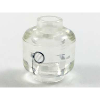 trans-clear minifigure head glasses with monocle on chain silver and ghost face pattern
