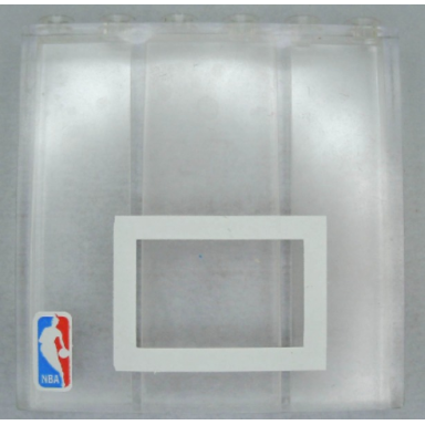 trans-clear brick 1 x 6 x 5 with basketball backboard white rectangle and nba logo pattern
