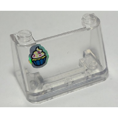trans-clear windscreen 2 x 4 x 2 with cupcake with frosting pattern sticker - set 41366