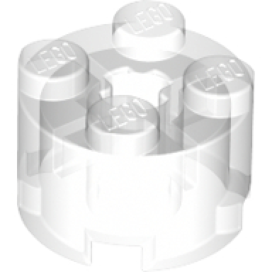 trans-clear brick round 2 x 2 with axle hole